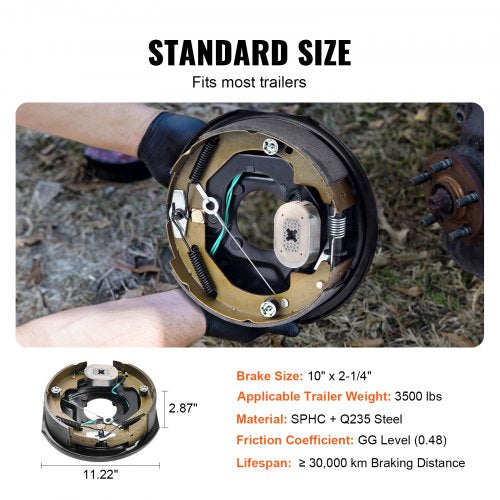 Electric Trailer Brake Assembly 10 x 214 2 Pairs SelfAdjusting