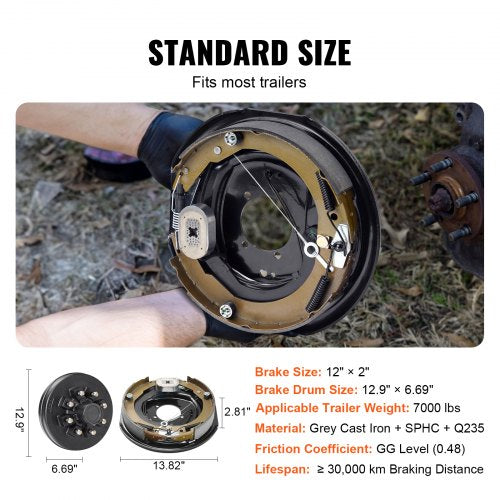 Trailer Hub Drum Kits 8 on 65 BC with 12 x 2 Electric Brakes