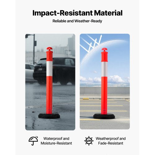 3 Pack Traffic Delineator Posts 48 inches Traffic Safety Cones with Fillable
