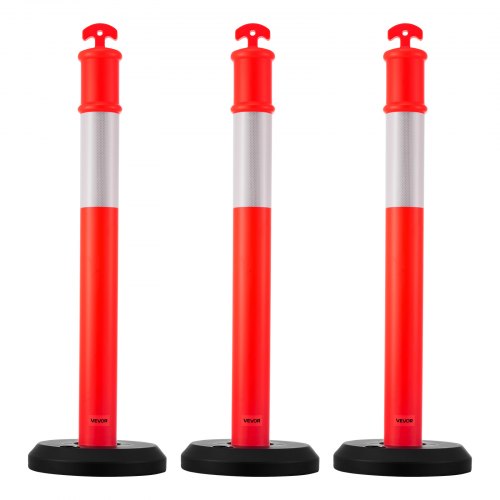 3 Pack Traffic Delineator Posts 48 inches Traffic Safety Cones with Fillable
