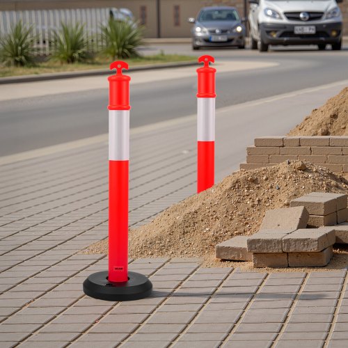 6 Pack Traffic Delineator Posts 48 inches Traffic Safety Cones with Fillable
