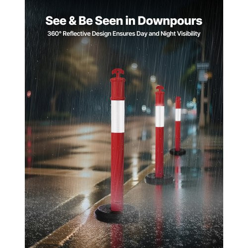 9 Pack Traffic Delineator Posts 48 inches Traffic Safety Cones with Fillable