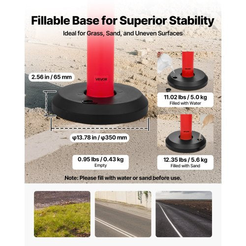 9 Pack Traffic Delineator Posts 48 inches Traffic Safety Cones with Fillable