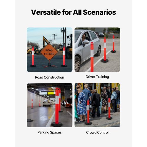 9 Pack Traffic Delineator Posts 48 inches Traffic Safety Cones with Fillable