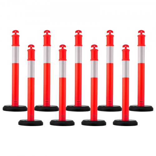 9 Pack Traffic Delineator Posts 48 inches Traffic Safety Cones with Fillable