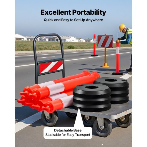 2 Pack Traffic Delineator Posts 48 inches Traffic Safety Cones with Fillable