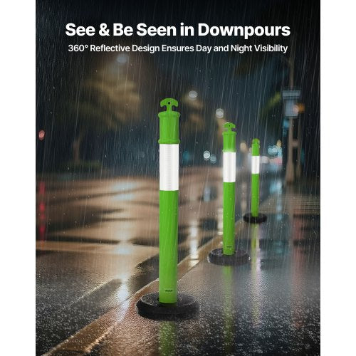 3 Pack Traffic Delineator Posts 48 inches Traffic Safety Cones with Fillable 1