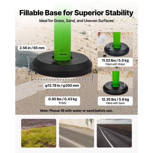 3 Pack Traffic Delineator Posts 48 inches Traffic Safety Cones with Fillable 1