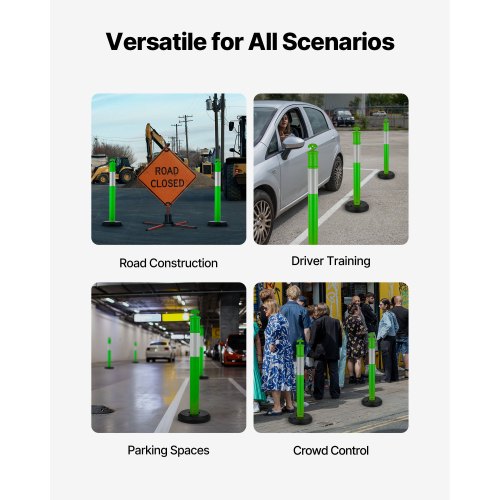 3 Pack Traffic Delineator Posts 48 inches Traffic Safety Cones with Fillable 1