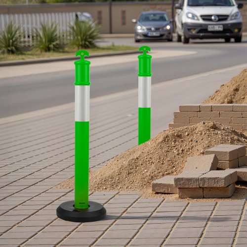 3 Pack Traffic Delineator Posts 48 inches Traffic Safety Cones with Fillable 1
