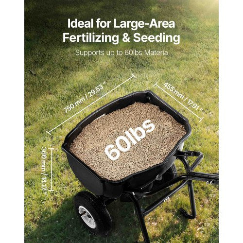 Broadcast Spreader 60LBS Capacity WalkBehind Push Spreader9.8 ft