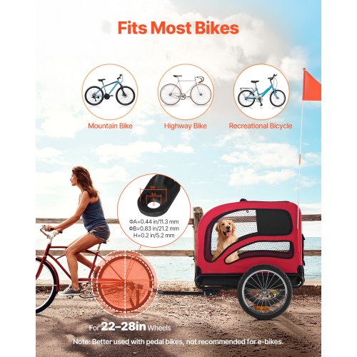 Dog Bike Trailer Supports up to 100 lbs Pet Cart Bicycle Carrier for Small