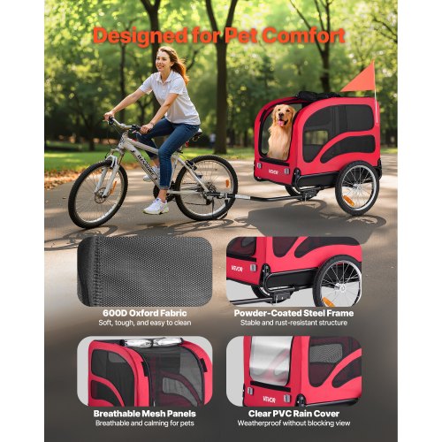 Dog Bike Trailer Supports up to 100 lbs Pet Cart Bicycle Carrier for Small