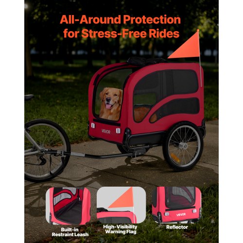 Dog Bike Trailer Supports up to 100 lbs Pet Cart Bicycle Carrier for Small