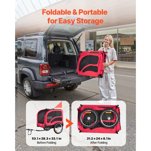 Dog Bike Trailer Supports up to 100 lbs Pet Cart Bicycle Carrier for Small