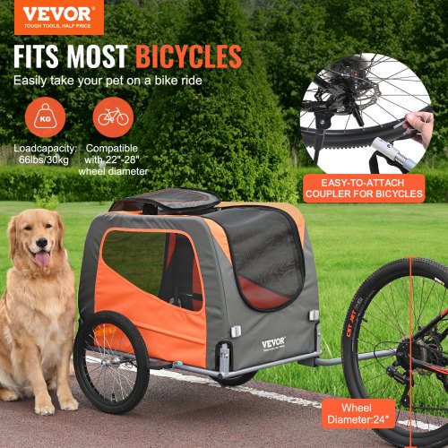 Dog Bike Trailer Supports up to 66 lbs Pet Cart Bicycle Carrier Easy