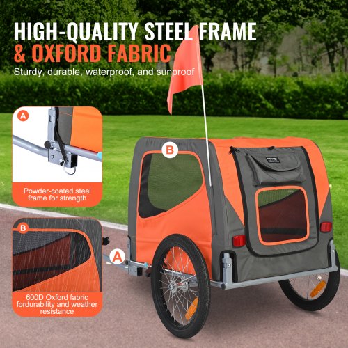 Dog Bike Trailer Supports up to 66 lbs Pet Cart Bicycle Carrier Easy