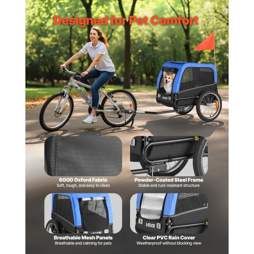 Dog Bike Trailer Supports up to 66 lbs Pet Cart Bicycle Carrier for Small