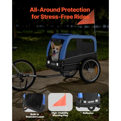 Dog Bike Trailer Supports up to 66 lbs Pet Cart Bicycle Carrier for Small