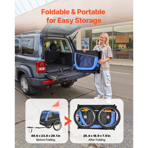 Dog Bike Trailer Supports up to 66 lbs Pet Cart Bicycle Carrier for Small