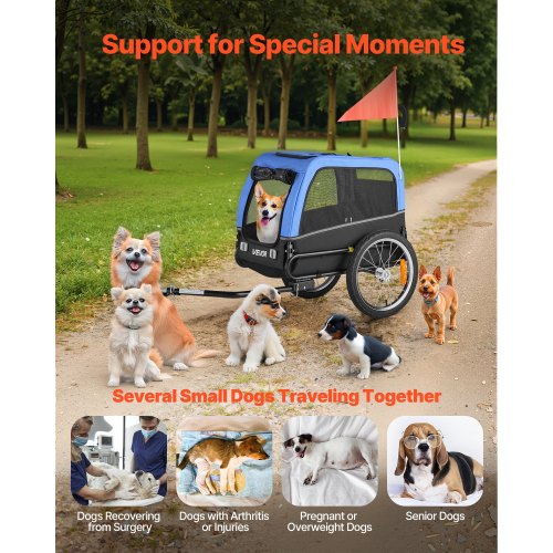 Dog Bike Trailer Supports up to 66 lbs Pet Cart Bicycle Carrier for Small