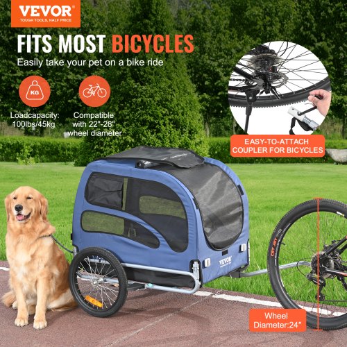 Dog Bike Trailer Supports up to 100 lbs Pet Cart Bicycle Carrier Easy