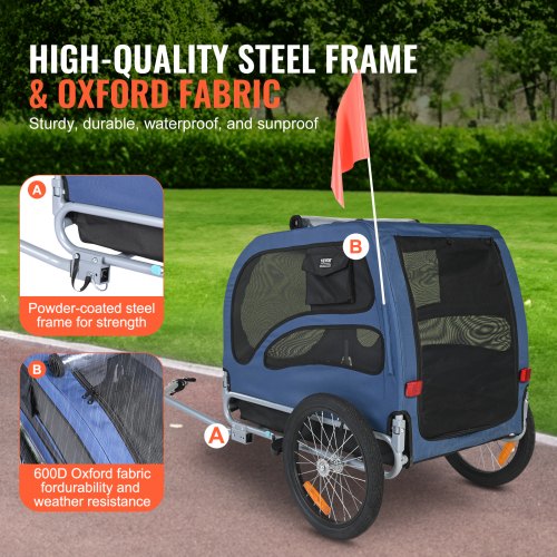 Dog Bike Trailer Supports up to 100 lbs Pet Cart Bicycle Carrier Easy