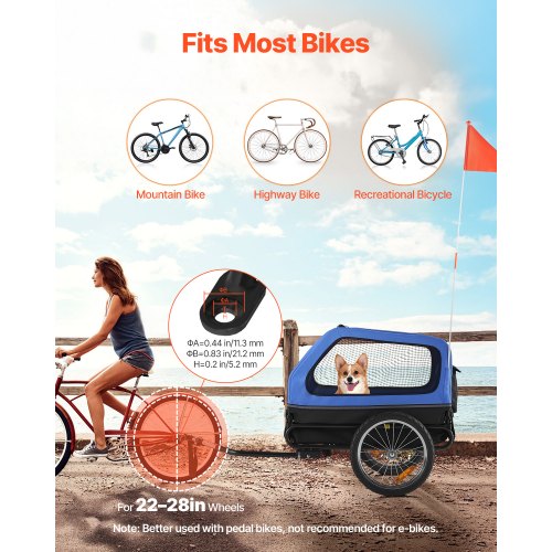 Dog Bike Trailer Supports up to 88 lbs Pet Cart Bicycle Carrier for Small