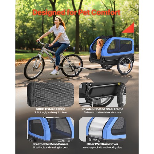 Dog Bike Trailer Supports up to 88 lbs Pet Cart Bicycle Carrier for Small