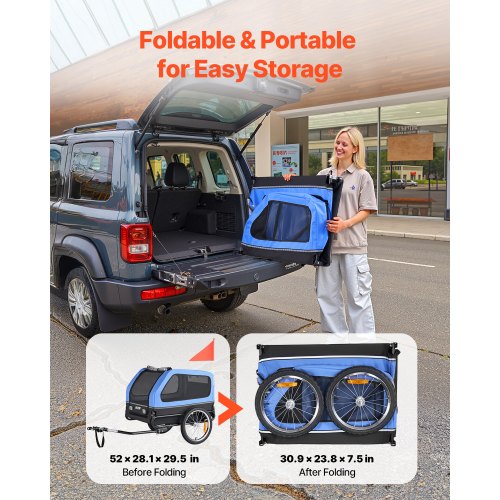 Dog Bike Trailer Supports up to 88 lbs Pet Cart Bicycle Carrier for Small