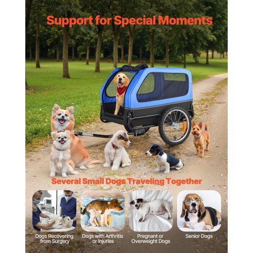Dog Bike Trailer Supports up to 88 lbs Pet Cart Bicycle Carrier for Small
