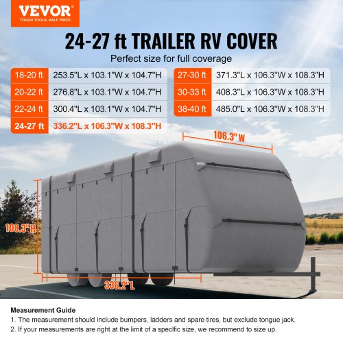 Trailer Travel RV Cover 2427 ft Class A Camper Cover NonWoven Fabric