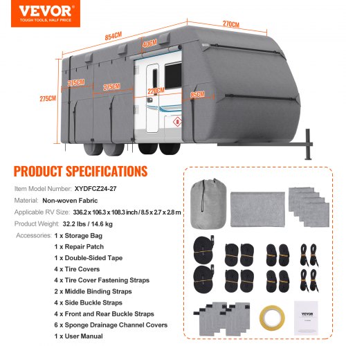 Trailer Travel RV Cover 2427 ft Class A Camper Cover NonWoven Fabric