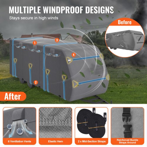 Travel Trailer Cover 2224 ft RV Cover 4Layer NonWoven Fabric Camper