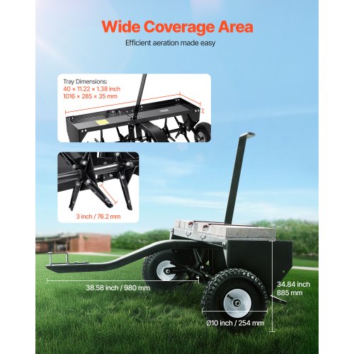 Tow Behind Plug Aerator 40Inch Tow Behind Lawn Plug Aerator with Universal