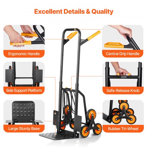 Stair Climbing Cart 440 lbs Capacity Stair Climber Hand Truck and Dolly
