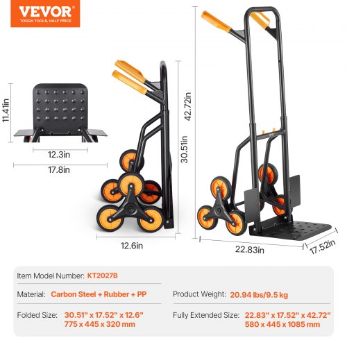 Stair Climbing Cart 440 lbs Capacity Stair Climber Hand Truck and Dolly