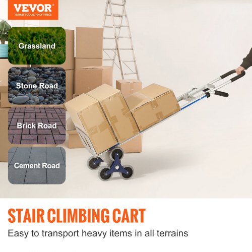 Stair Climbing Cart 550 lbs Load Capacity Aluminum Hand Truck Dolly with Dual