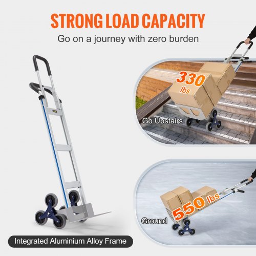 Stair Climbing Cart 550 lbs Load Capacity Aluminum Hand Truck Dolly with Dual