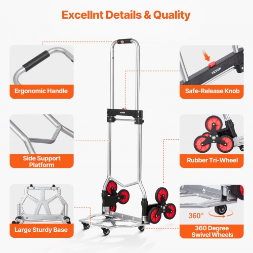 Stair Climbing Cart 260 lbs Capacity Stair Climber Hand Truck and Dolly
