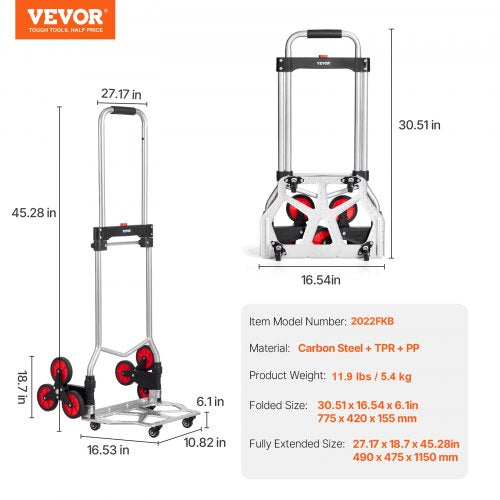 Stair Climbing Cart 260 lbs Capacity Stair Climber Hand Truck and Dolly