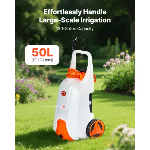 BatteryPowered Sprayer with Wheeled Cart 13.1 Gallons Electric Weed