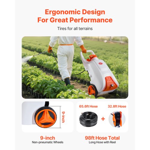 BatteryPowered Sprayer with Wheeled Cart 13.1 Gallons Electric Weed