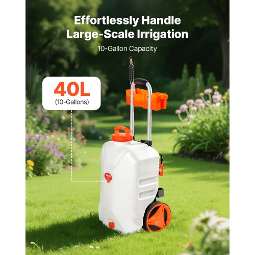 BatteryPowered Sprayer with Wheeled Cart 10 Gallons Electric Weed Sprayer