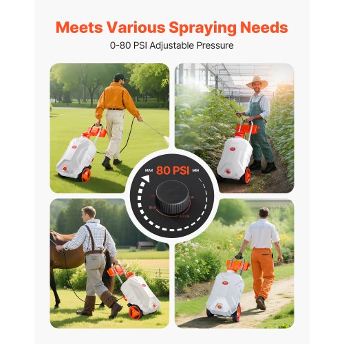 BatteryPowered Sprayer with Wheeled Cart 10 Gallons Electric Weed Sprayer