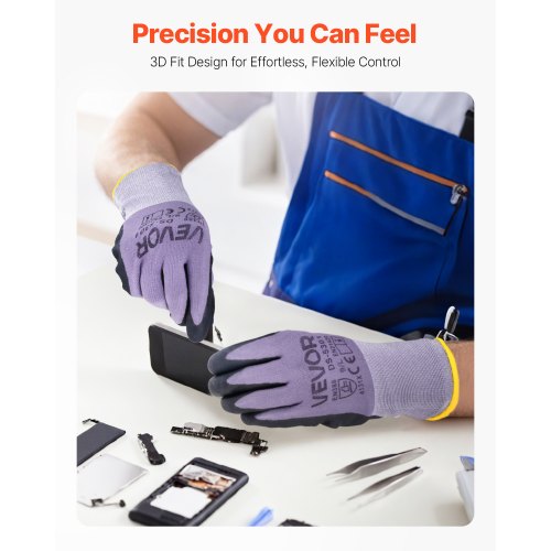 Work Gloves 12 Pairs Touch Screen NitrileCoated Garden Construction Gloves
