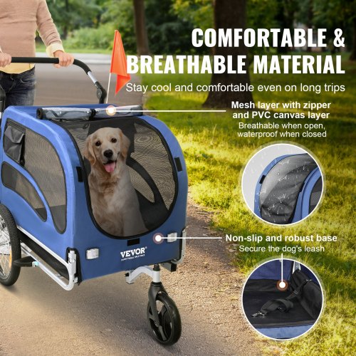 Dog Bike Trailer Supports up to 100 lbs 2in1 Pet Stroller Cart Bicycle