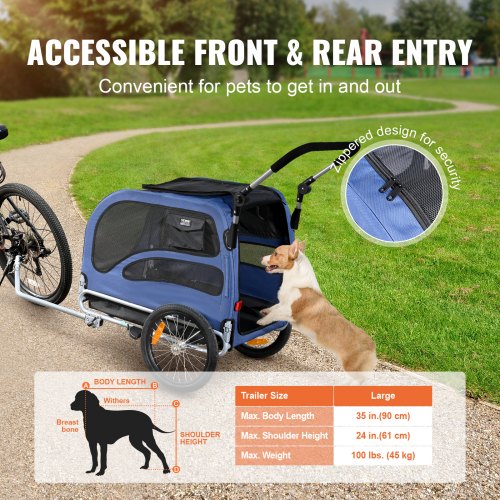 Dog Bike Trailer Supports up to 100 lbs 2in1 Pet Stroller Cart Bicycle