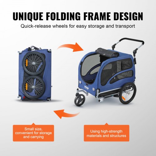 Dog Bike Trailer Supports up to 100 lbs 2in1 Pet Stroller Cart Bicycle
