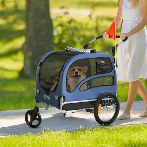 Dog Bike Trailer Supports up to 100 lbs 2in1 Pet Stroller Cart Bicycle